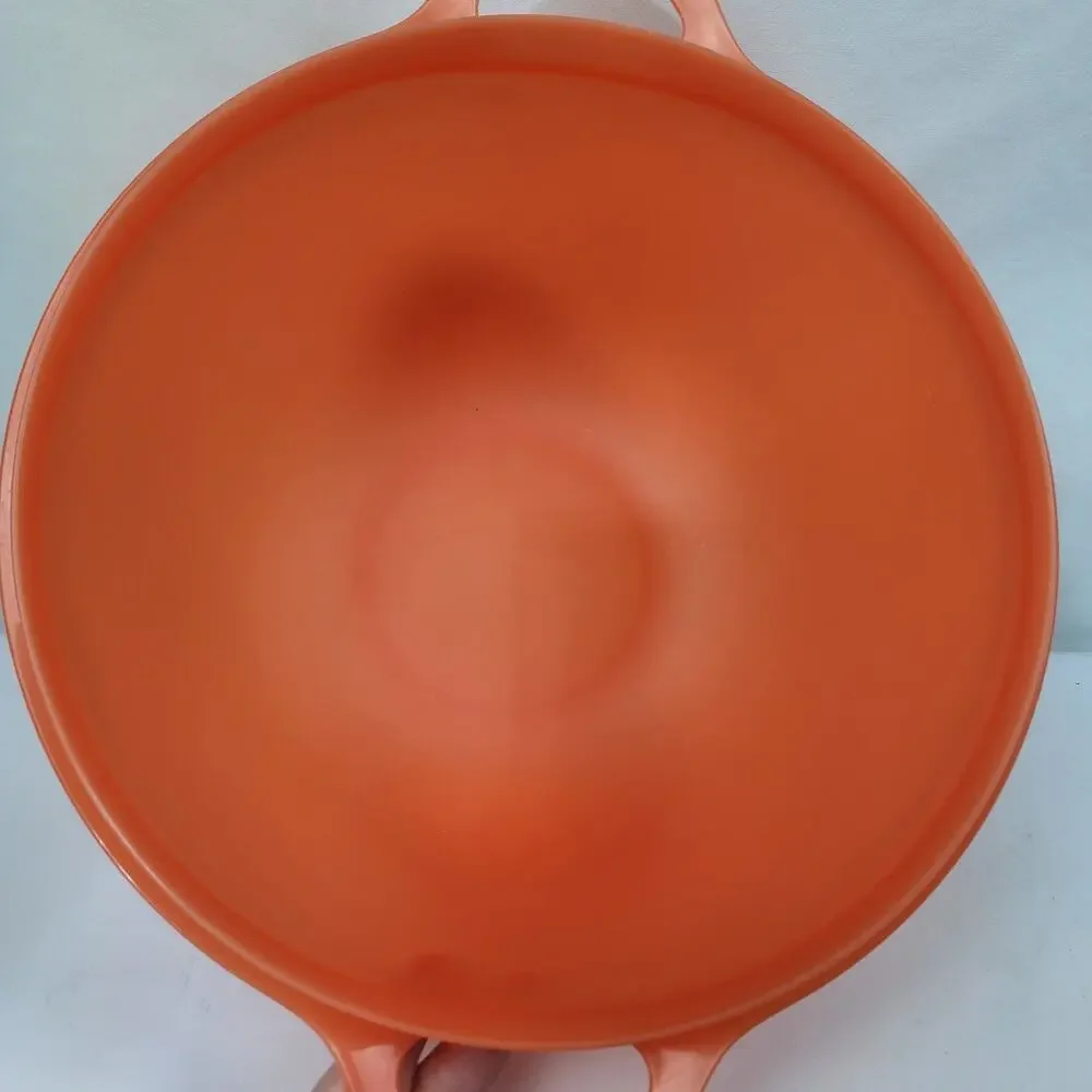 Tupperware Large 42C Storage Serving Bowl Orange Black Double Handle 5377C-2